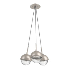 Cabochon Cluster Pendant by Hammerton Studio 3 Lights in Beige Silver with Clear glass