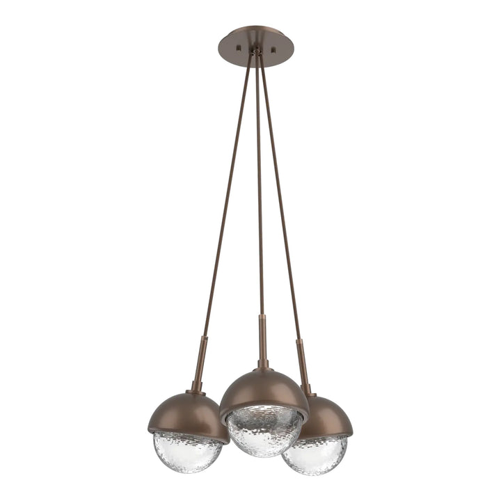 Cabochon Cluster Pendant by Hammerton Studio 3 Lights in Burnished Bronze with Clear glass