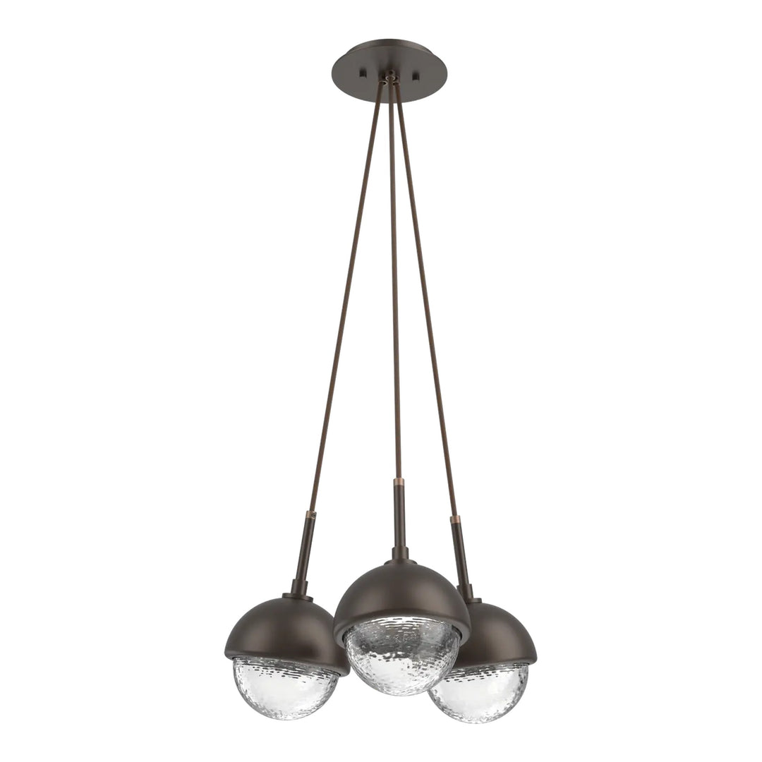 Cabochon Cluster Pendant by Hammerton Studio 3 Lights in Flat Bronze with Clear glass