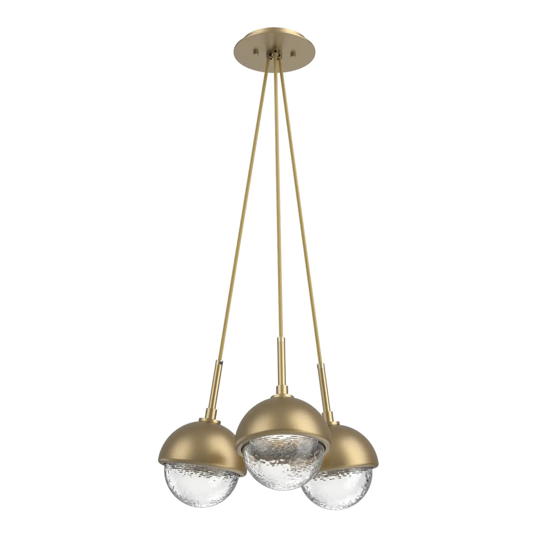 Cabochon Cluster Pendant by Hammerton Studio 3 Lights in Gilded Brass with Clear glass