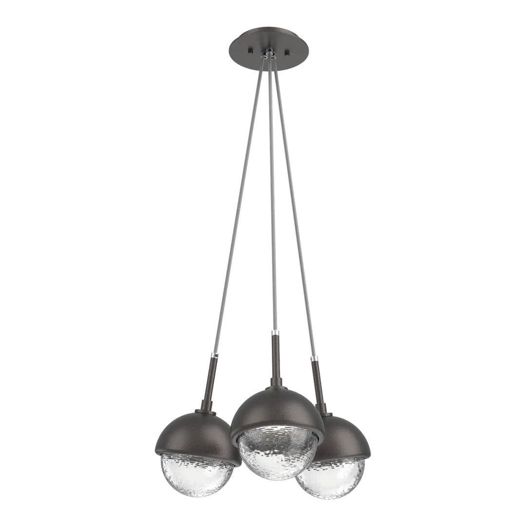 Cabochon Cluster Pendant by Hammerton Studio 3 Lights in Graphite with Clear glass