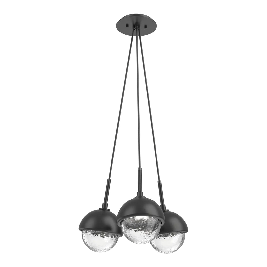 Cabochon Cluster Pendant by Hammerton Studio 3 Lights in Matte Black with Clear glass