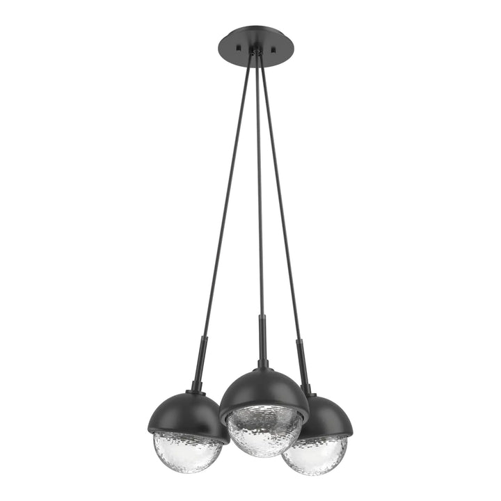 Cabochon Cluster Pendant by Hammerton Studio 3 Lights in Matte Black with Clear glass