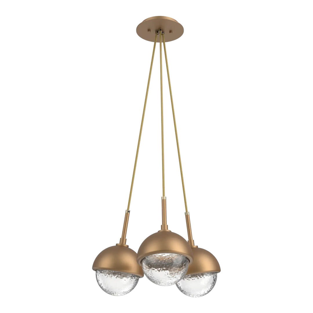 Cabochon Cluster Pendant by Hammerton Studio 3 Lights in Novel Brass with Clear glass