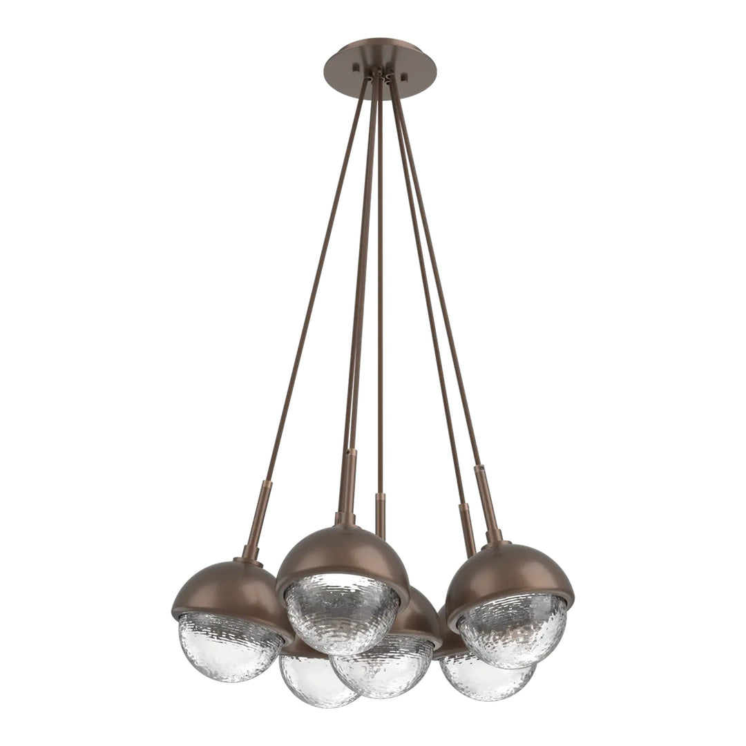 Cabochon Cluster Pendant by Hammerton Studio 6 Lights in Burnished Bronze with Clear glass