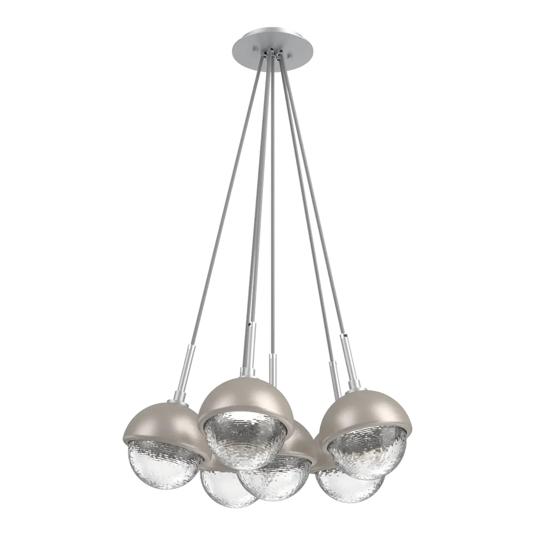 Cabochon Cluster Pendant by Hammerton Studio 6 Lights in Classic Silver with Clear glass