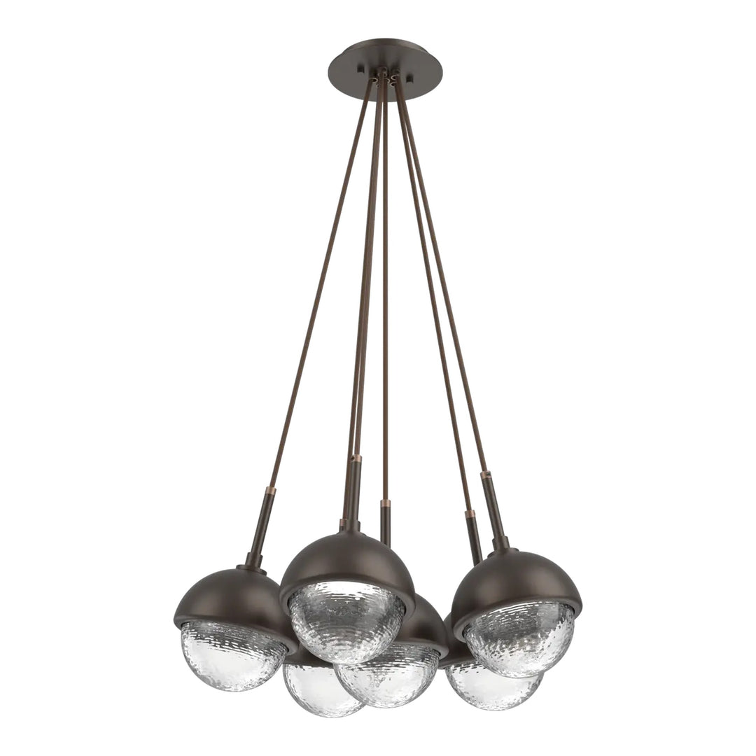 Cabochon Cluster Pendant by Hammerton Studio 6 Lights in Flat Bronze with Clear glass