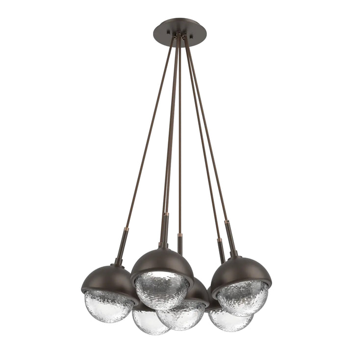Cabochon Cluster Pendant by Hammerton Studio 6 Lights in Flat Bronze with Clear glass