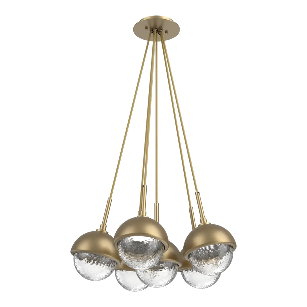 Cabochon Cluster Pendant by Hammerton Studio 6 Lights in Gilded Brass with Clear glass