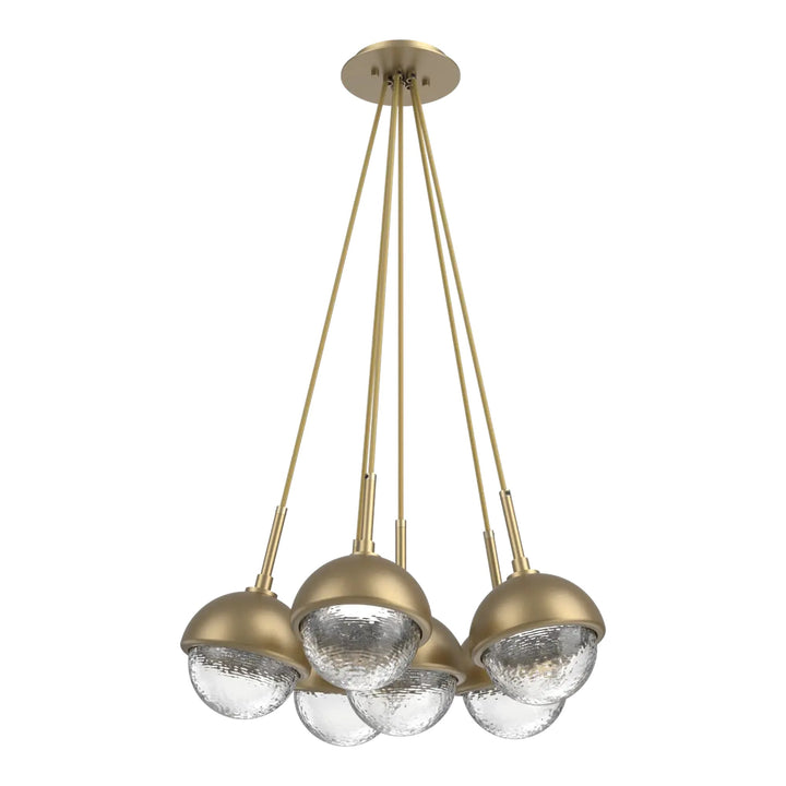 Cabochon Cluster Pendant by Hammerton Studio 6 Lights in Gilded Brass with Clear glass