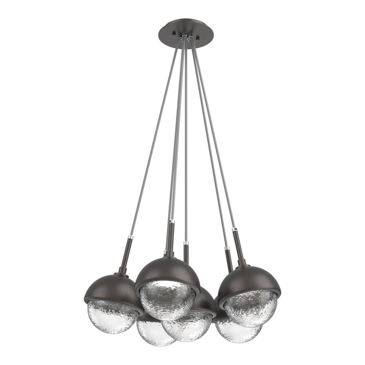 Cabochon Cluster Pendant by Hammerton Studio 6 Lights in Graphite with Clear glass