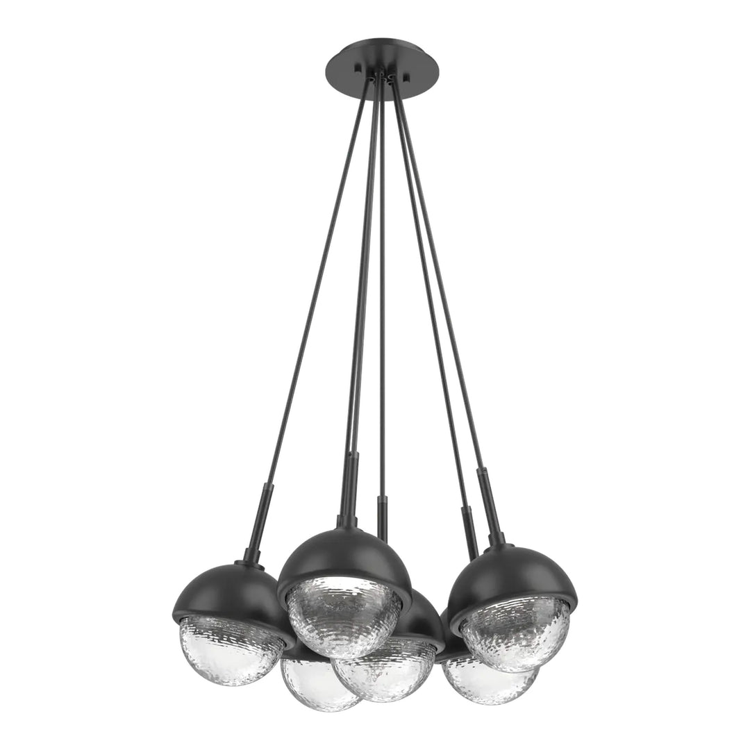 Cabochon Cluster Pendant by Hammerton Studio 6 Lights in Matte Black with Clear glass