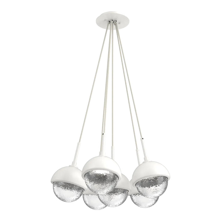 Cabochon Cluster Pendant by Hammerton Studio 6 Lights in Salt White with Clear glass