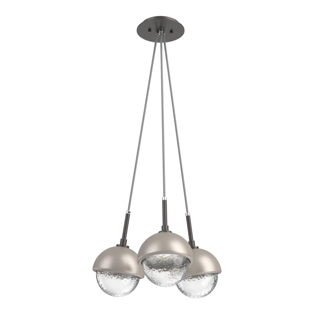 Cabochon Cluster Pendant by Hammerton Studio 3 Lights in Graphite with Clear glass