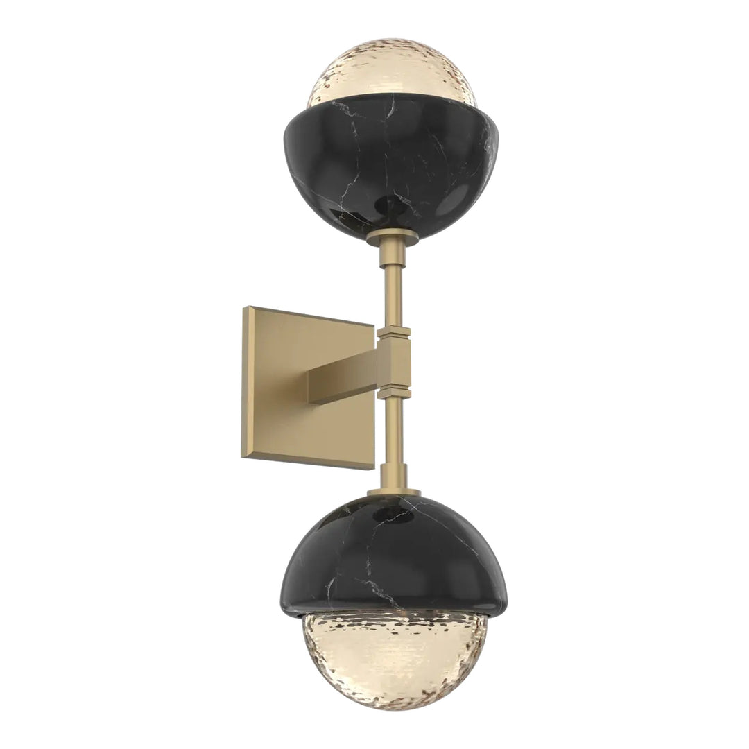 Cabochon Double Sconce by Hammerton Studio with Black Marble accent