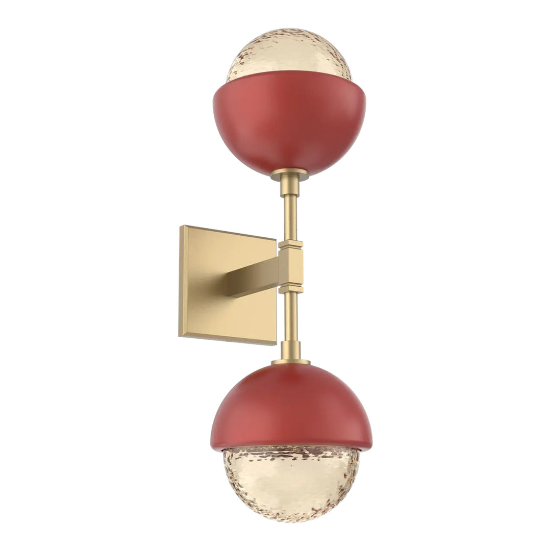 Cabochon Double Sconce by Hammerton Studio with Cinnamon Red accent