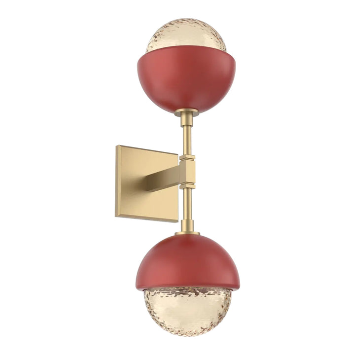 Cabochon Double Sconce by Hammerton Studio with Cinnamon Red accent