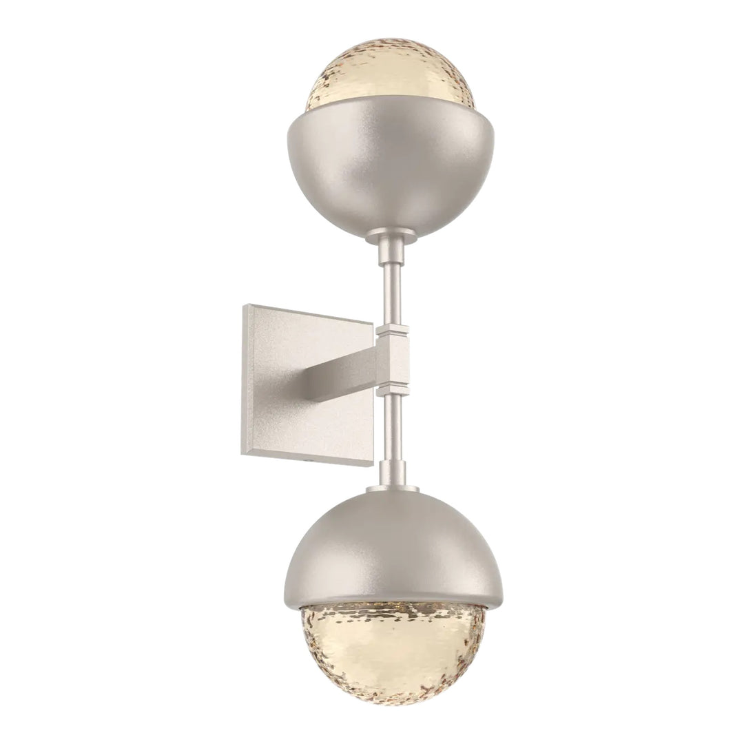 Cabochon Double Sconce by Hammerton Studio in Beige Silver with Amber glass