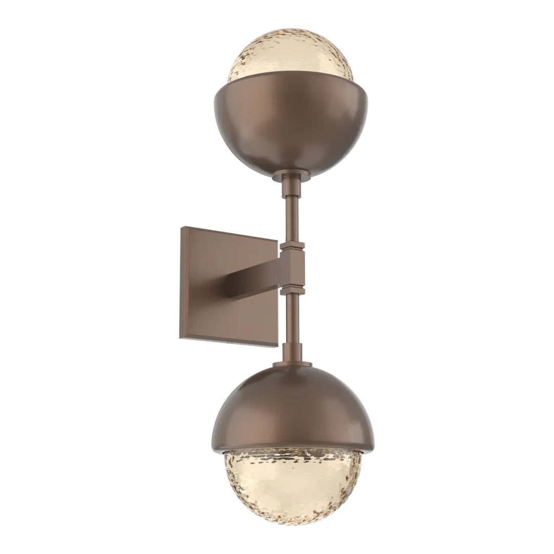 Cabochon Double Sconce by Hammerton Studio in Burnished Bronze with Amber glass