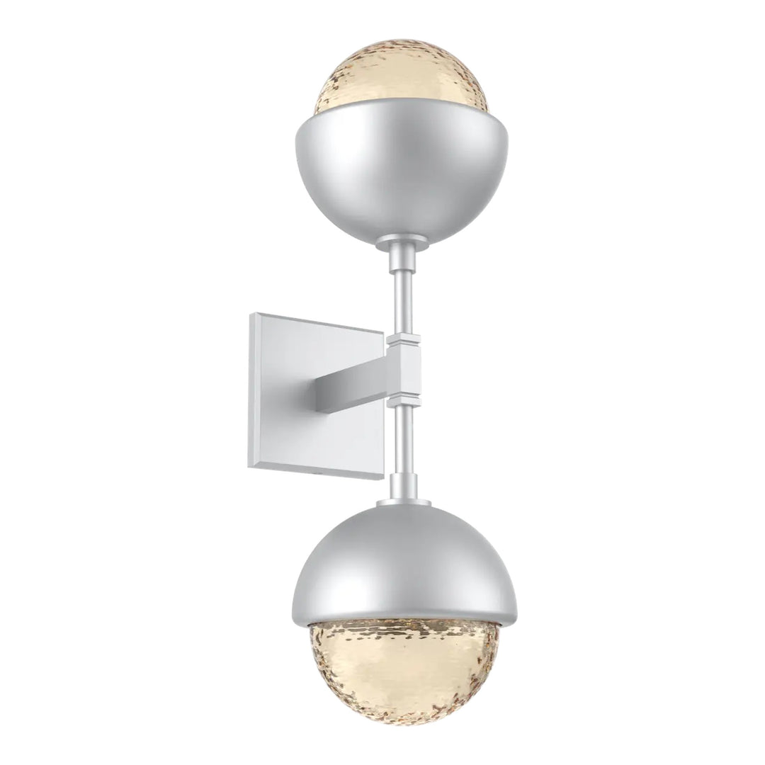 Cabochon Double Sconce by Hammerton Studio in Classic Silver with Amber glass