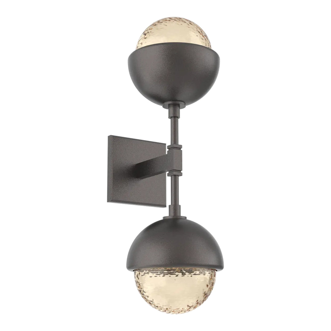 Cabochon Double Sconce by Hammerton Studio in Graphite with Amber glass