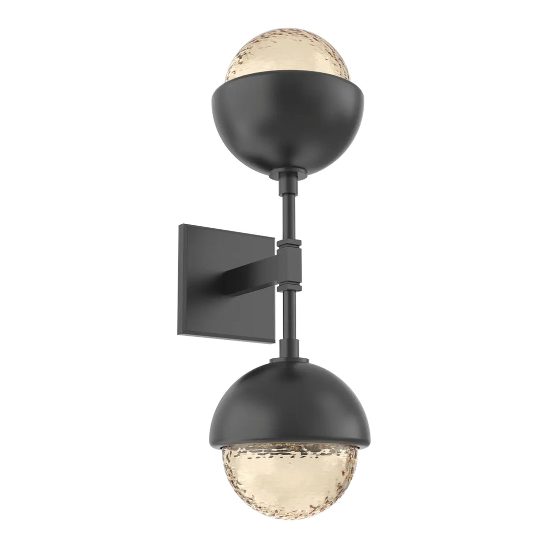 Cabochon Double Sconce by Hammerton Studio in Matte Black with Amber glass