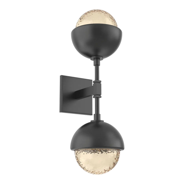 Cabochon Double Sconce by Hammerton Studio in Matte Black with Amber glass