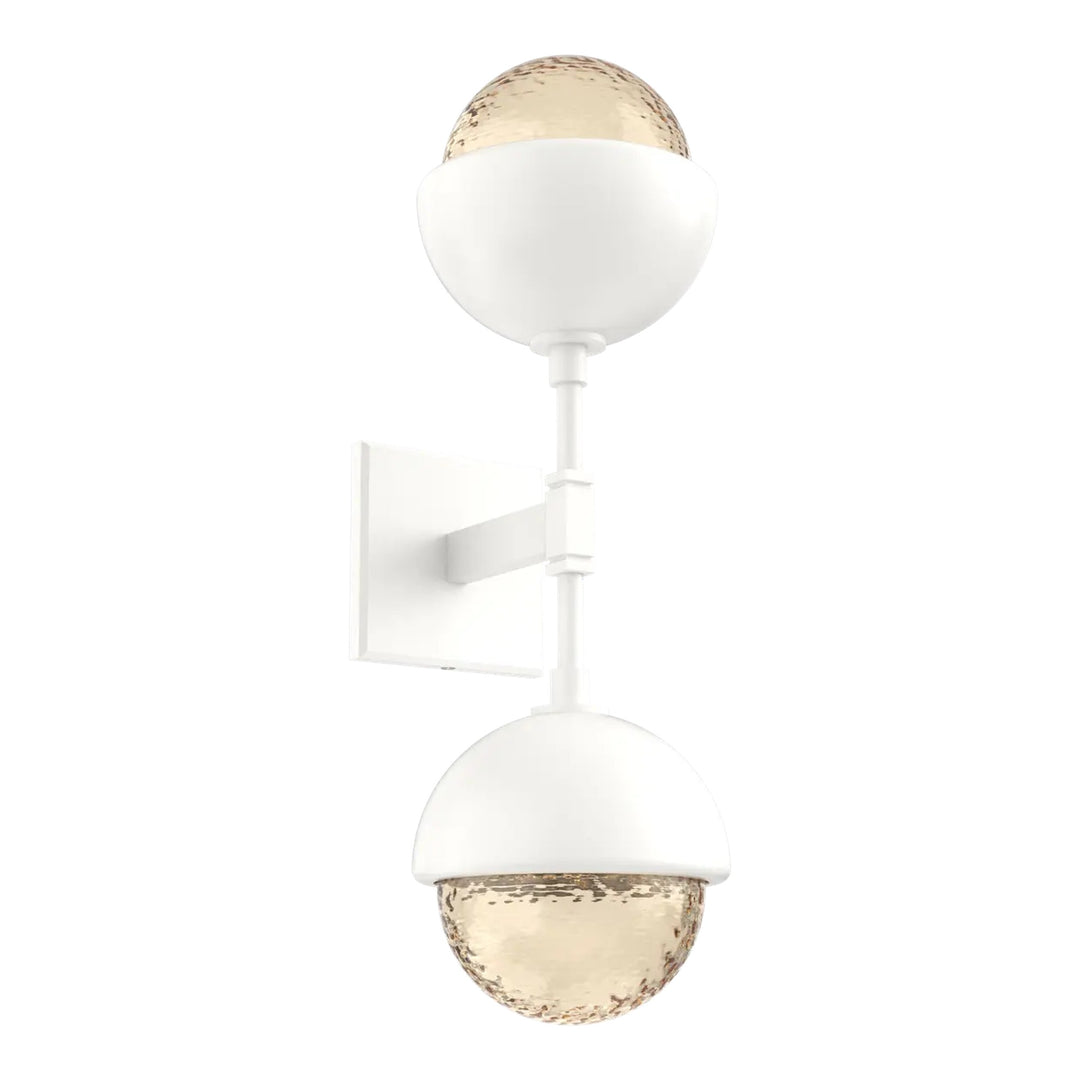Cabochon Double Sconce by Hammerton Studio in Salt White with Amber glass