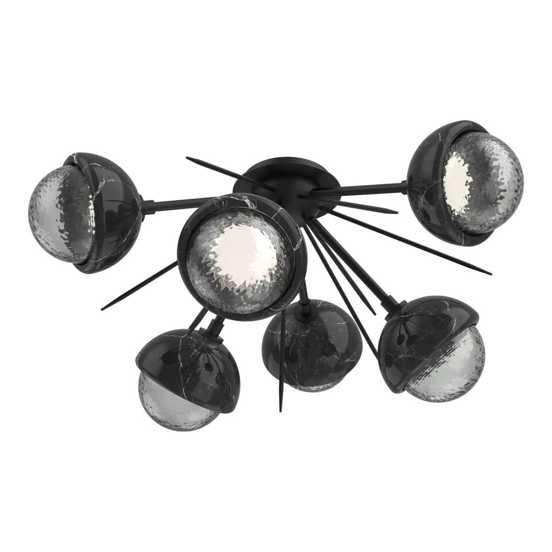 Cabochon Half Starburst Flush Mount by Hammerton Studio with Black Marble accent