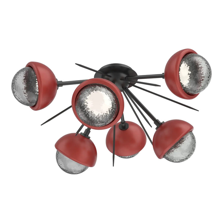 Cabochon Half Starburst Flush Mount by Hammerton Studio with Cinnamon Red accent