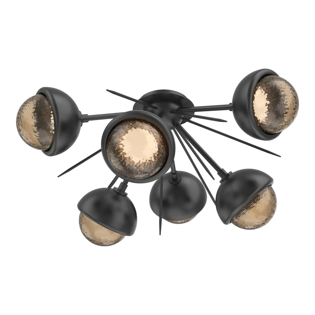 Cabochon Half Starburst Flush Mount by Hammerton Studio in Matte Black with Bronze glass