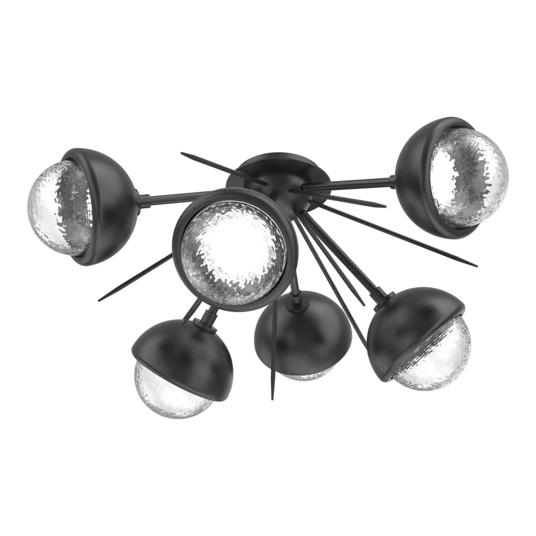 Cabochon Half Starburst Flush Mount by Hammerton Studio in Matte Black with Clear glass