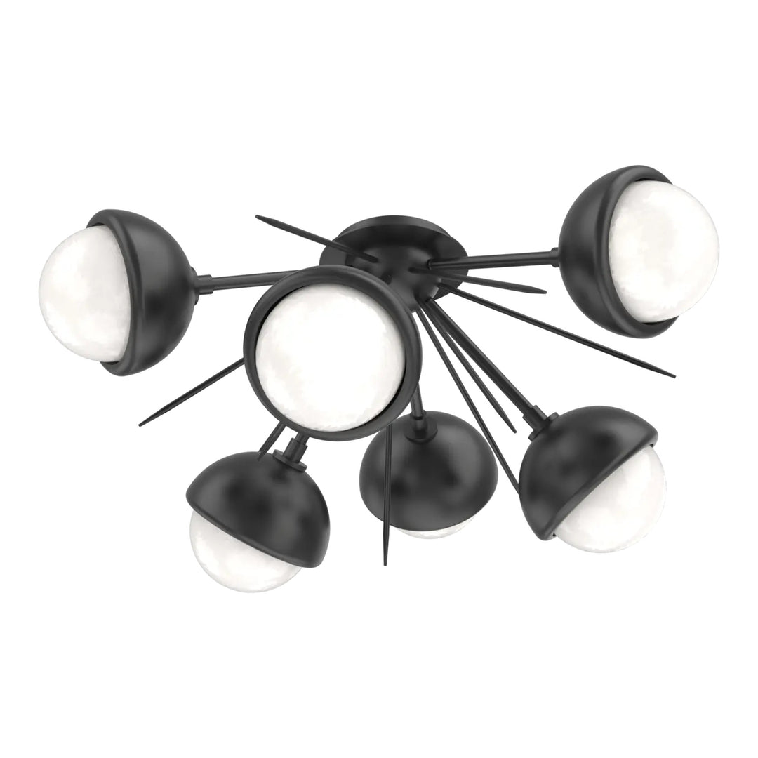 Cabochon Half Starburst Flush Mount by Hammerton Studio in Matte Black with White glass