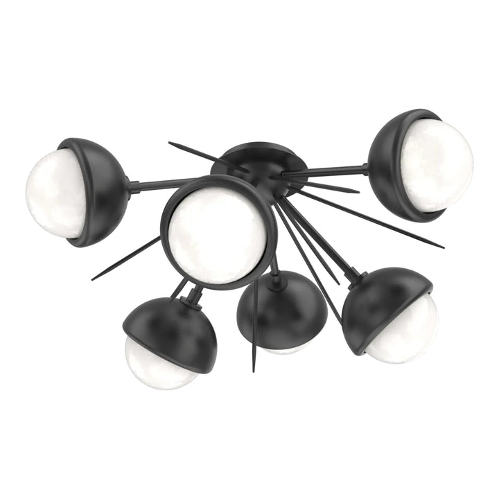 Cabochon Half Starburst Flush Mount by Hammerton Studio in Matte Black with White glass