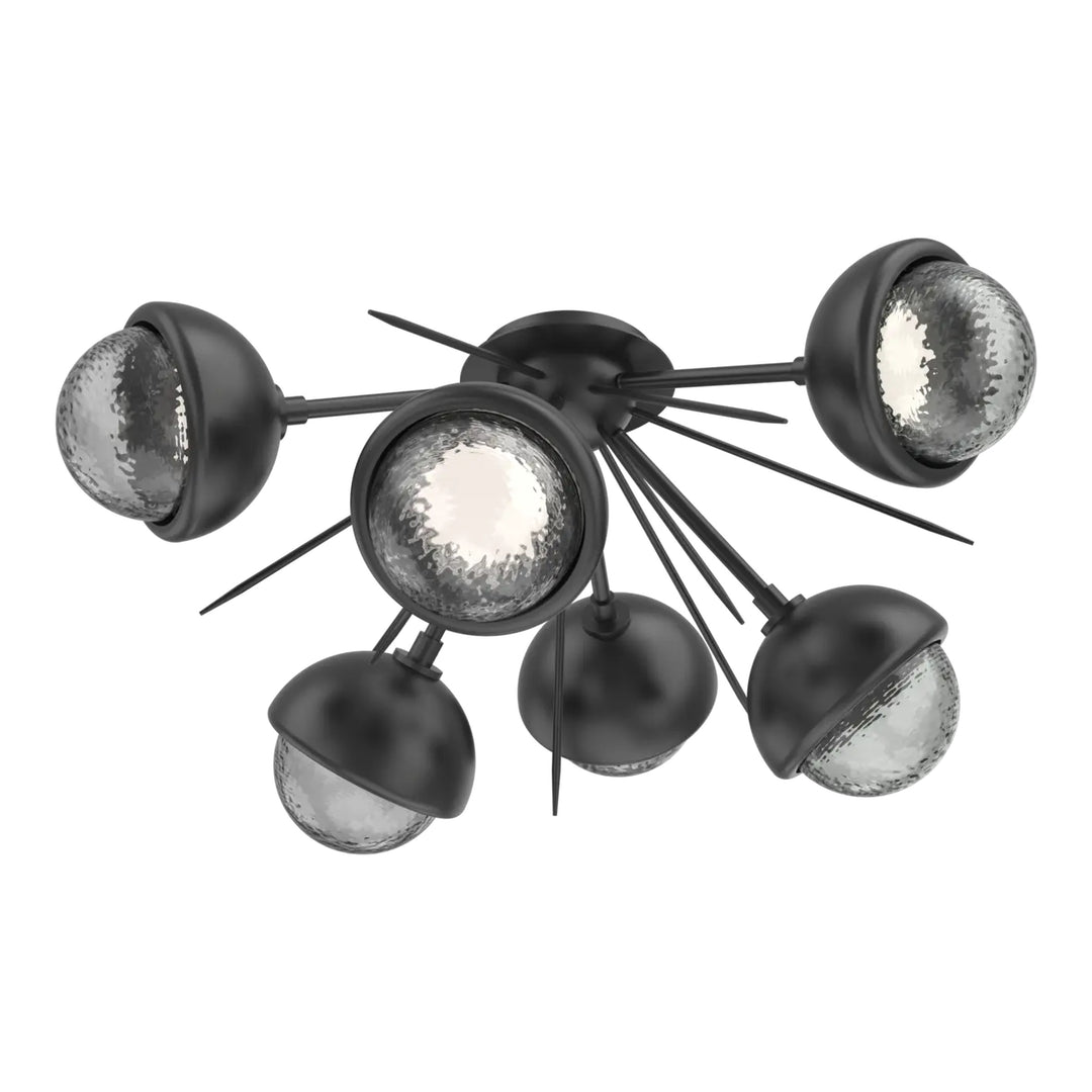 Cabochon Half Starburst Flush Mount by Hammerton Studio in Matte Black with Smoke glass