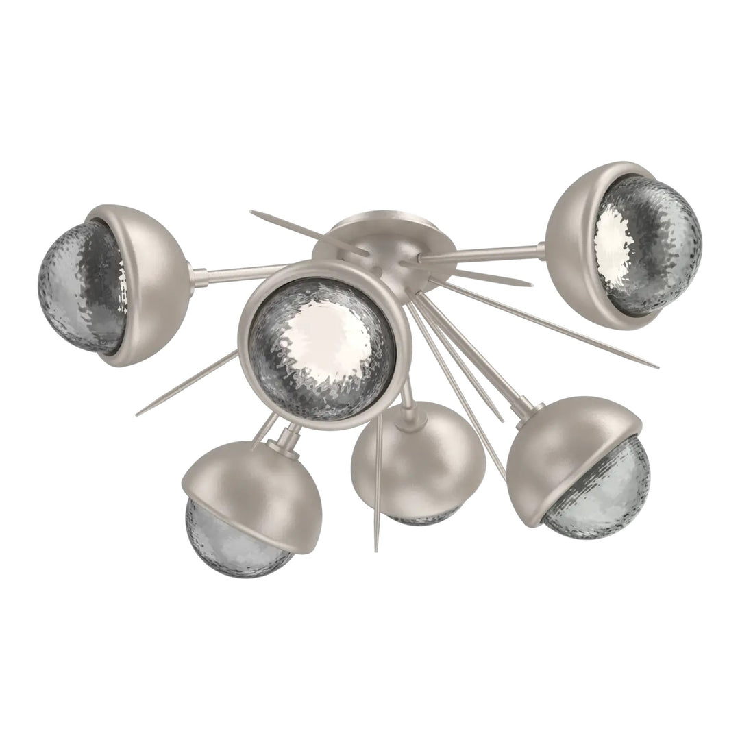 Cabochon Half Starburst Flush Mount by Hammerton Studio in Beige Silver with Smoke glass