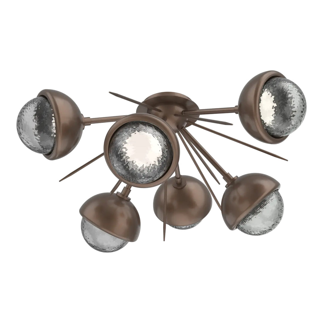 Cabochon Half Starburst Flush Mount by Hammerton Studio in Burnished Bronze with Smoke glass