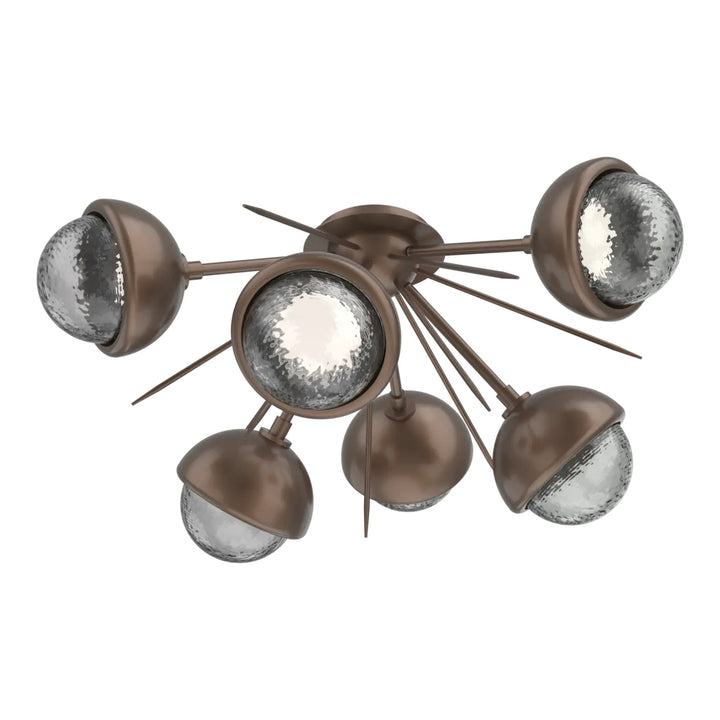 Cabochon Half Starburst Flush Mount by Hammerton Studio in Burnished Bronze with Smoke glass
