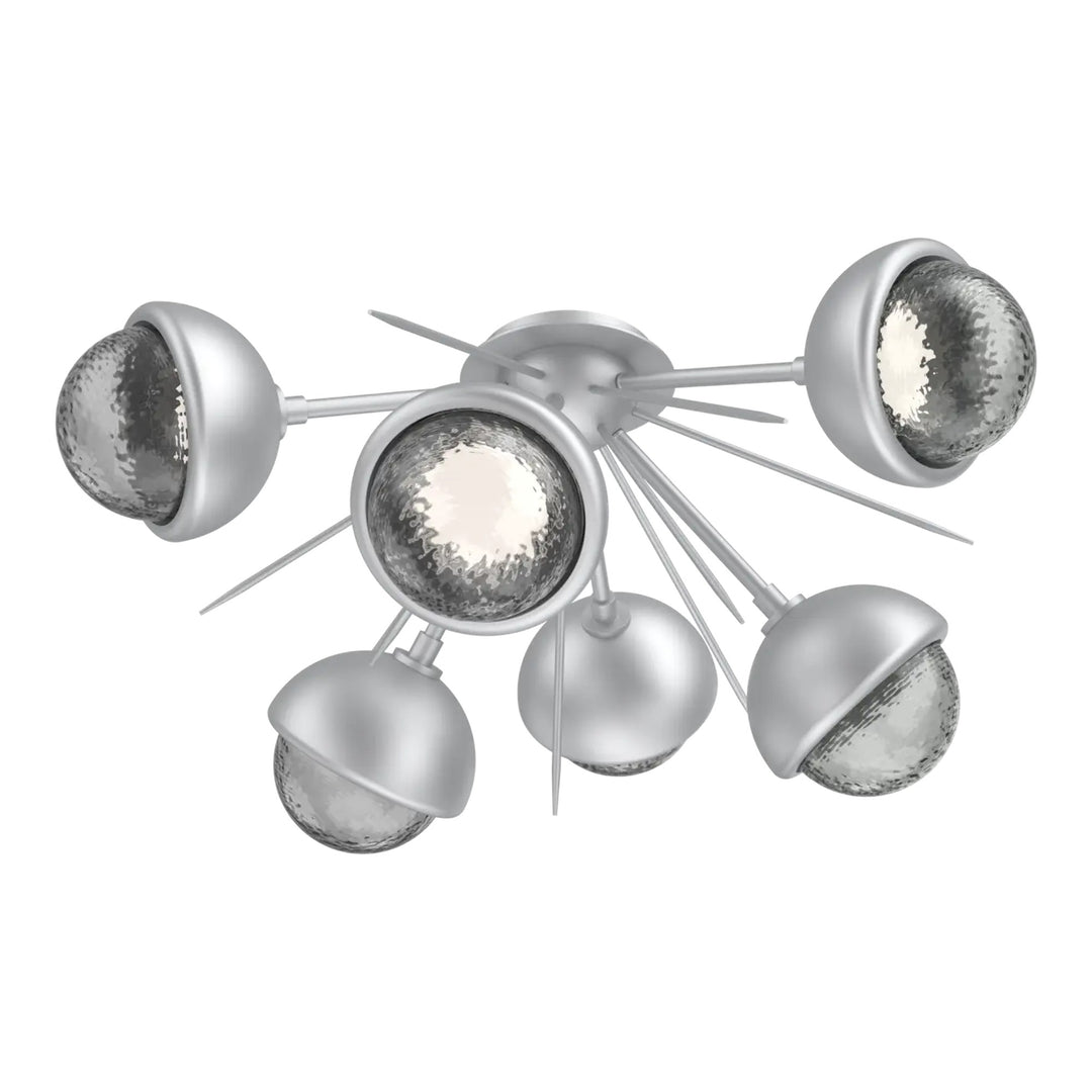 Cabochon Half Starburst Flush Mount by Hammerton Studio in Classic Silver with Smoke glass
