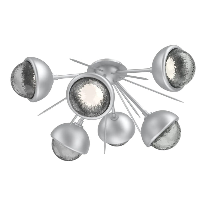 Cabochon Half Starburst Flush Mount by Hammerton Studio in Classic Silver with Smoke glass