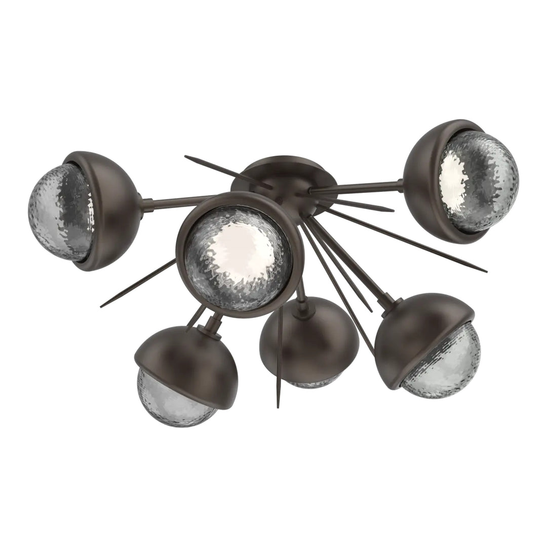 Cabochon Half Starburst Flush Mount by Hammerton Studio in Flat Bronze with Smoke glass