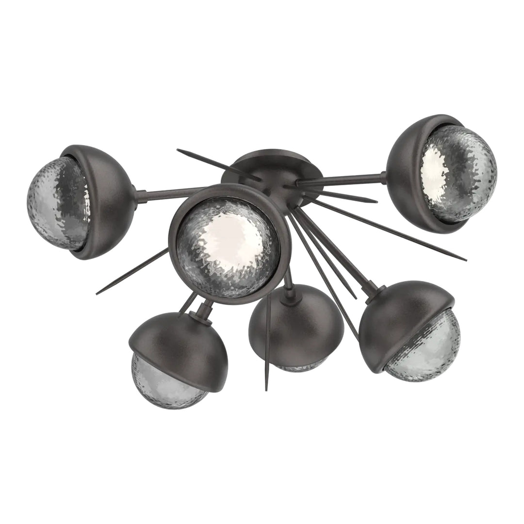 Cabochon Half Starburst Flush Mount by Hammerton Studio in Graphite with Smoke glass