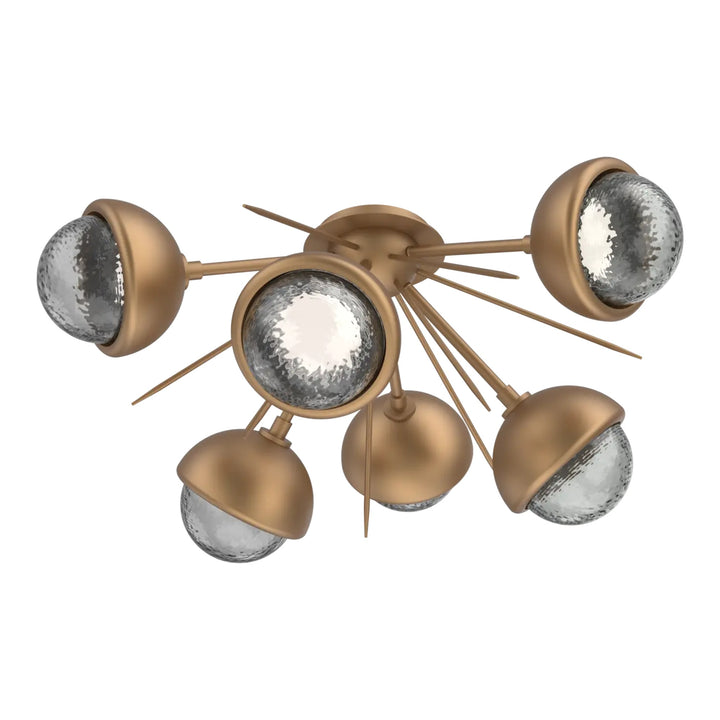 Cabochon Half Starburst Flush Mount by Hammerton Studio in Novel Brass with Smoke glass
