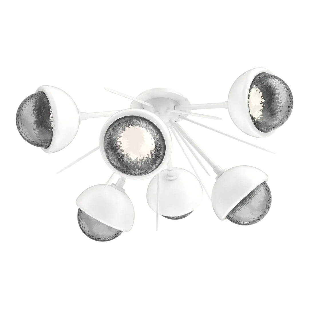 Cabochon Half Starburst Flush Mount by Hammerton Studio in Salt White with Smoke glass