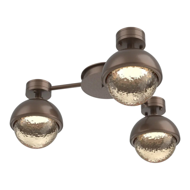 Cabochon Hub &amp; Spoke by Hammerton Studio 3 Lights in Burnished Bronze with Amber glass