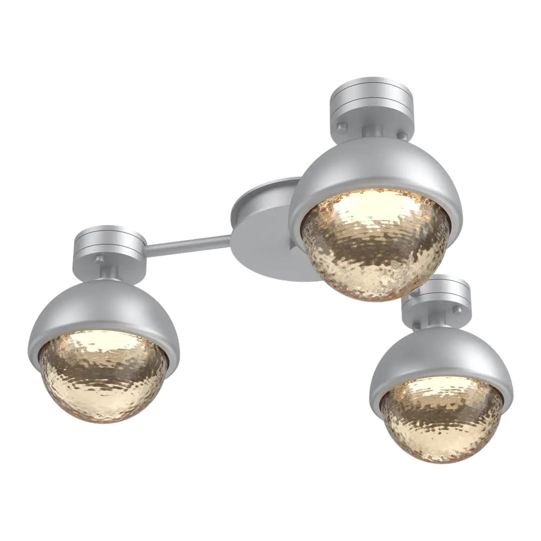 Cabochon Hub &amp; Spoke by Hammerton Studio 3 Lights in Classic Silver with Amber glass