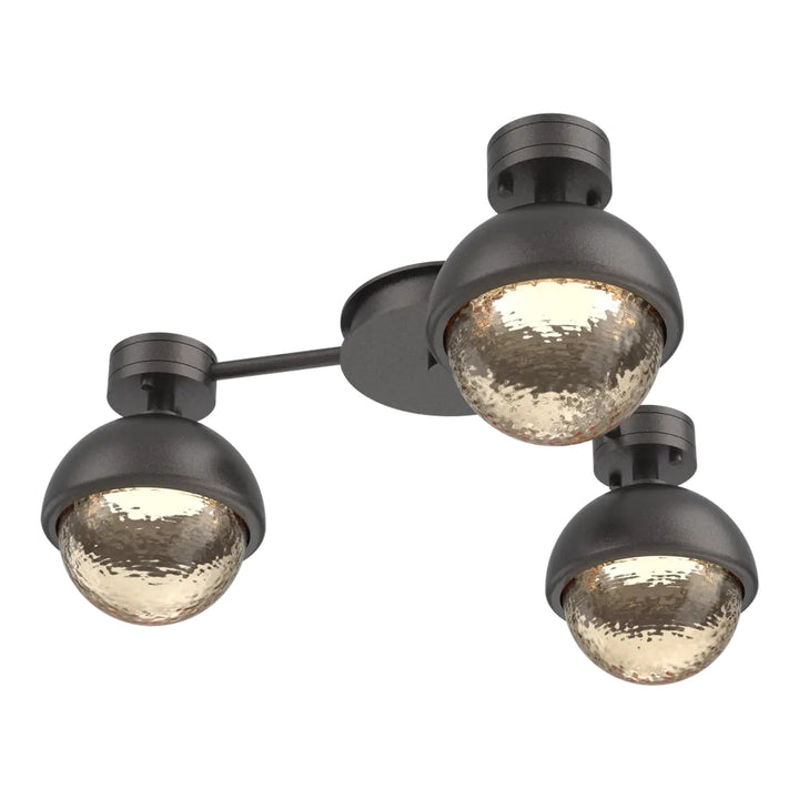 Cabochon Hub &amp; Spoke by Hammerton Studio 3 Lights in Graphite with Amber glass