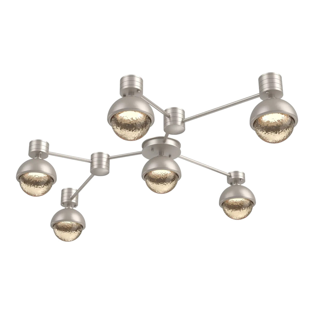 Cabochon Hub &amp; Spoke by Hammerton Studio 6 Light Linear in Beige Silver with Amber glass
