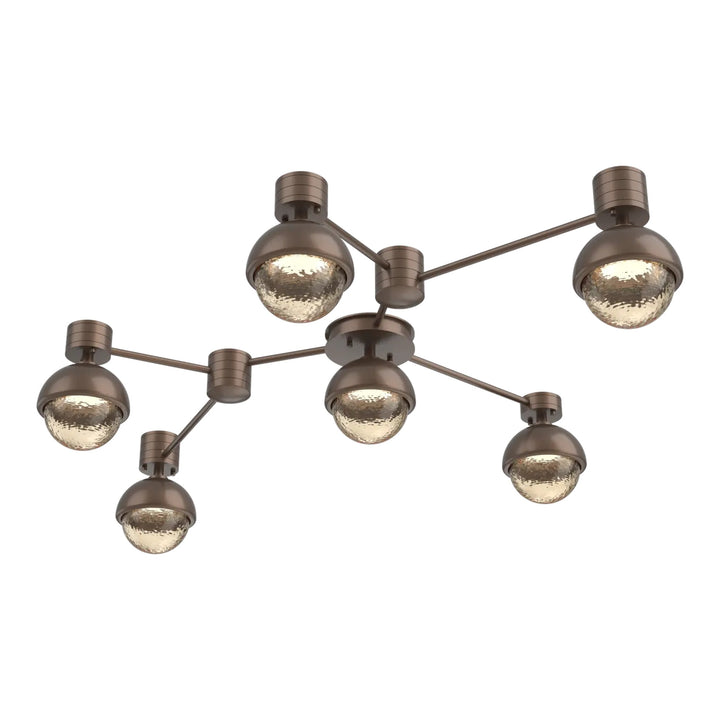 Cabochon Hub &amp; Spoke by Hammerton Studio 6 Light Linear in Burnished Bronze with Amber glass
