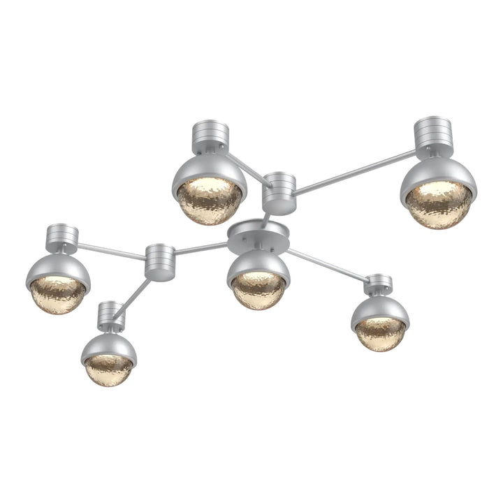 Cabochon Hub &amp; Spoke by Hammerton Studio 6 Light Linear in Classic Silver with Amber glass